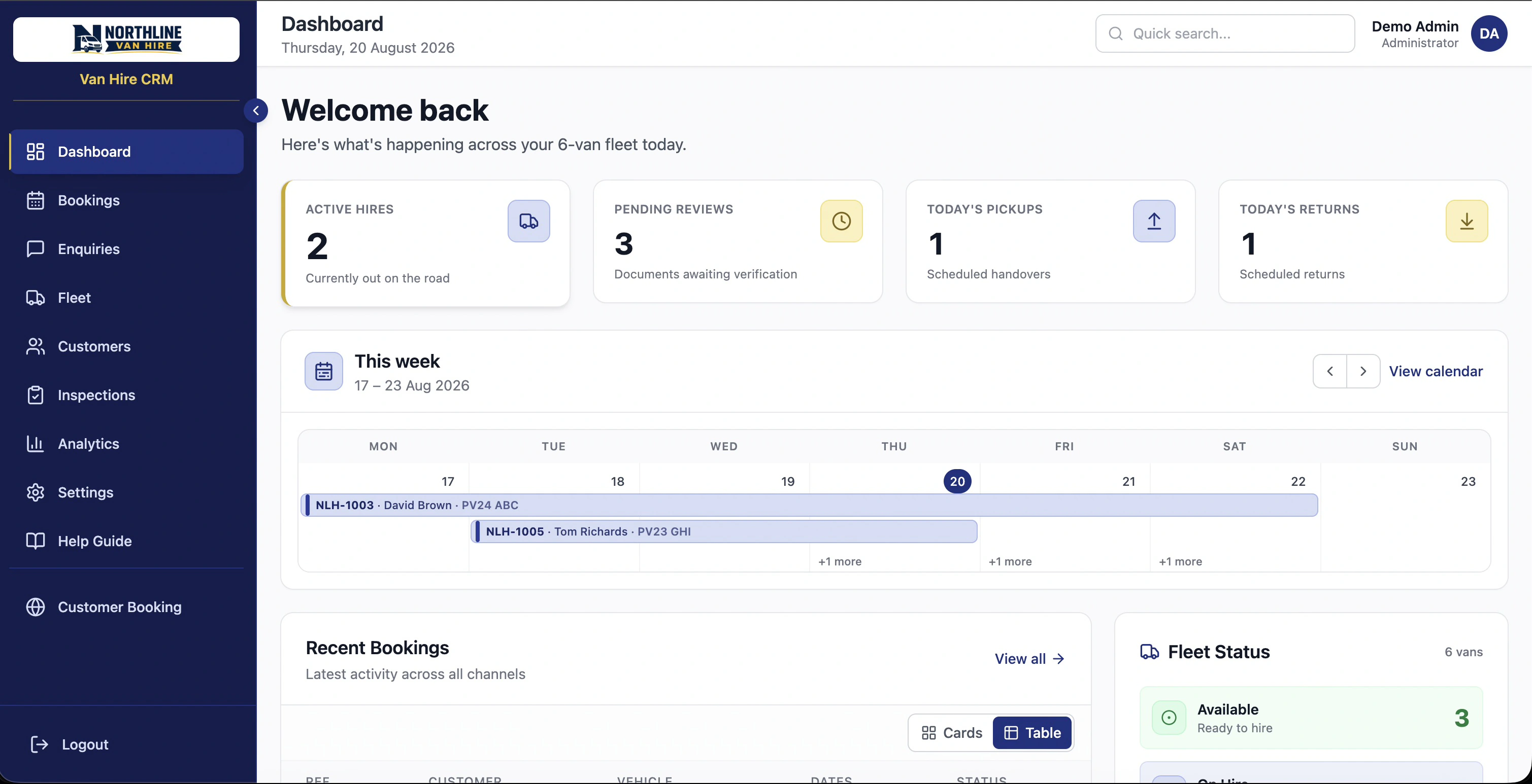 Van Rental Platform screenshot