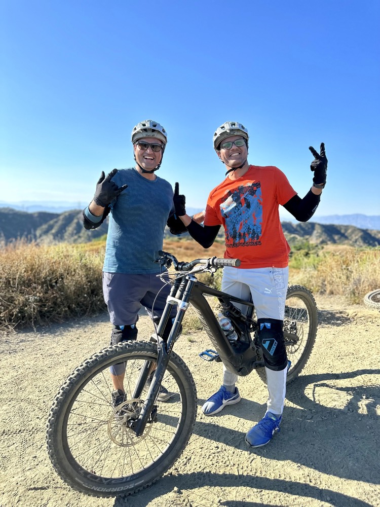 Mountain biking together in the Santa Monica Mountains